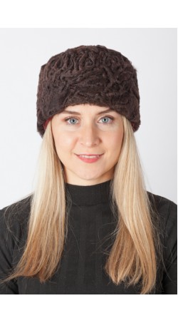 Dark brown karakul fur hat